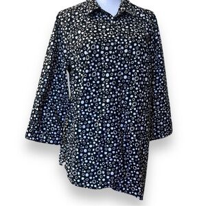 🌺So Cute New Directions Geometric Black & White Ladies Asymmetrical Tunic Blouse